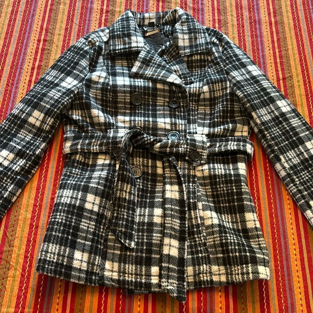 Jou jou Black/White Plaid Waist Coat size Medium